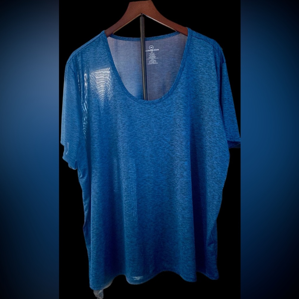 Plus Size 2 Piece Women's Blue Heathered Workout Tops